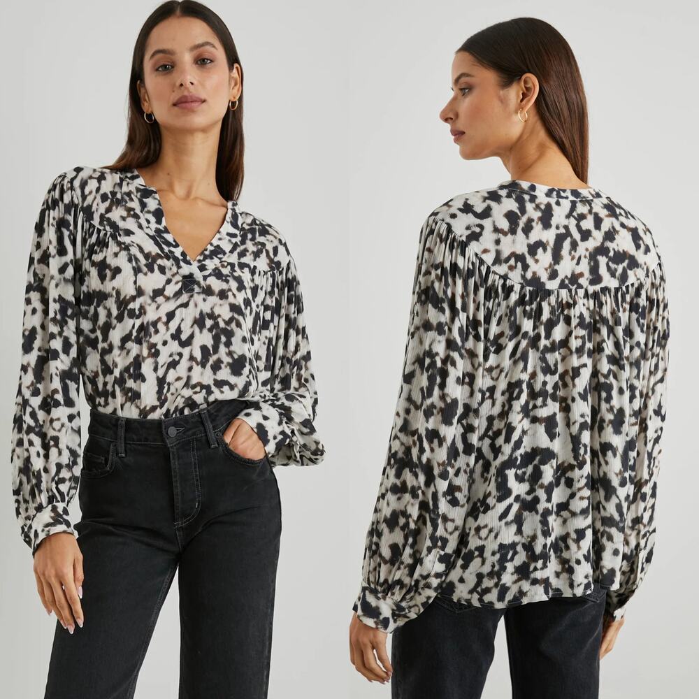 Rails Fable Blurred Cheetah Blouse Top XL